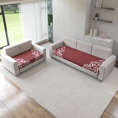 Flipkart SmartBuy Velvet 3+2 Seater Sofa Floral Cover(Pack of 2 Maroon)