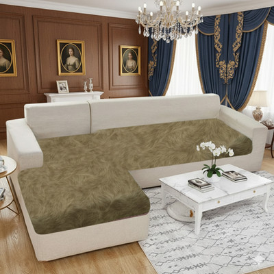 KINGLY Velvet 3+2 Seater L-Shape Sofa Plain Cover(Pack of 2 Green)