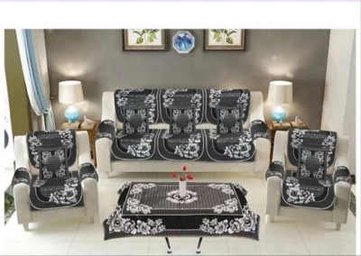 shopgallery Cotton Floral Sofa Cover(Black Pack of 18)