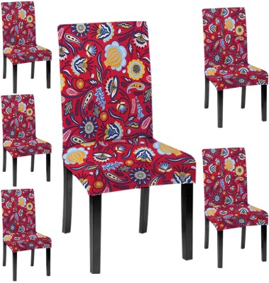 LAZI Polyester Floral Chair Cover(Multicolor Pack of 6)