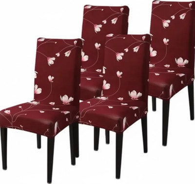 Sheikh Decore Polycotton 1 Seater Chair Plain Cover(Pack of 4 MAROON)
