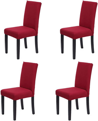 TURIYA Polycotton, Polyester 4 Seater Chair Plain Cover(Pack of 4 Maroon)