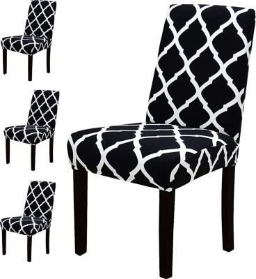 ComfyStyle Polyester Abstract Chair Cover(Black Pack of 4)