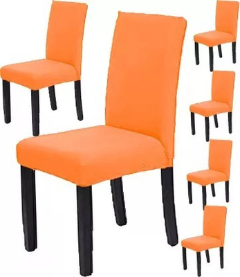 Gonsgadapp Polyester Plain 1 Seater Chair Cover(ORANGE Pack of 6)