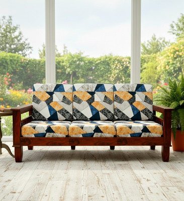 igi Polyester 3 Seater Sofa Abstract Cover(Pack of 6 ORANGE, MULTICOLOR)