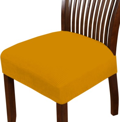 HOTKEI Polyester Plain Chair Cover(Yellow Pack of 6)