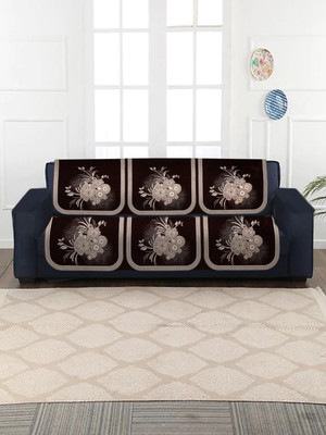 Multitex Jacquard 3 Seater Sofa Floral Cover(Pack of 2 Brown)