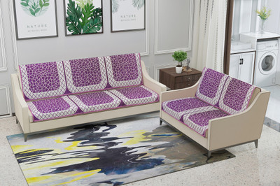 Nendle Velvet 3+2 Seater Sofa Abstract Cover(Pack of 4 Purple)