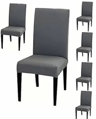 Akshara Loomtex Polyester 1 Seater Chair Plain Cover(Pack of 6 Grey)