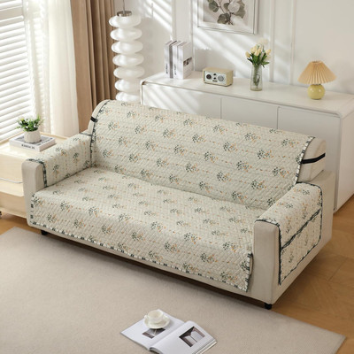 HOME BEAUTIFIER Polyester Floral 3 Seater Sofa Cover(Multicolor Pack of 1)