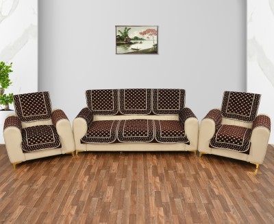 JAYVAAM Velvet, Jacquard, Chenille Abstract Sofa Cover(Brown Pack of 12)