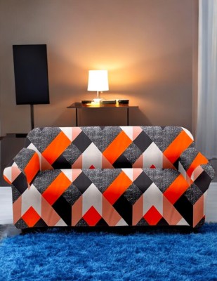 WONDERLAND Polyester Abstract Sofa Cover(Orange Pack of 3)