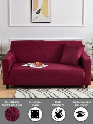 Story@home Polyester 3 Seater Sofa Plain Cover(Pack of 1 Cherry Red)