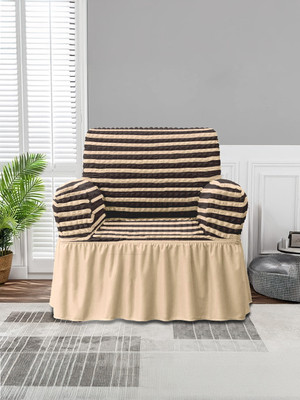 Jaide Polyester Polka 1 Seater Sofa Cover(Beige Pack of 1)