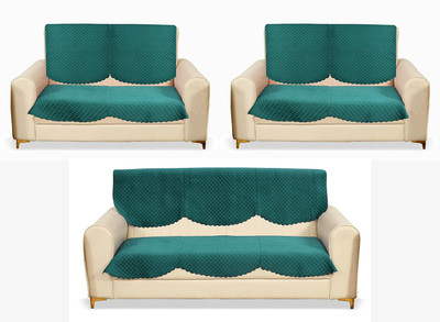 Fashion Throw Velvet 3+2 Seater Sofa Geometric Cover(Pack of 6 Teal)