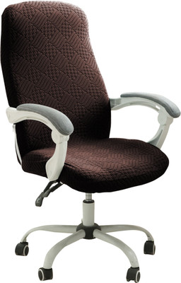 HOKiPO Jacquard 1 Seater Chair Plain Cover(Pack of 1 Stretchable Office Chair Cover, Medium, Brown)