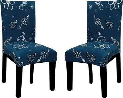 Magic Cover Polyester Geometric Chair Cover(Blue Pack of 2)