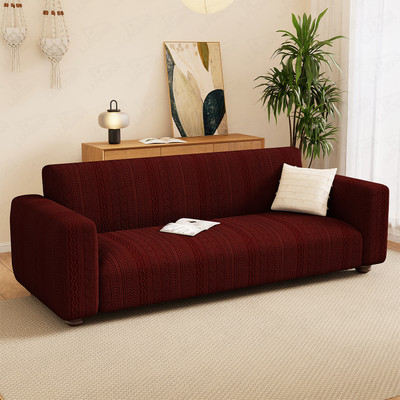 lukzer Jacquard Geometric 1 Seater Sofa Cover(Pastel Deep Maroon Pack of 1)
