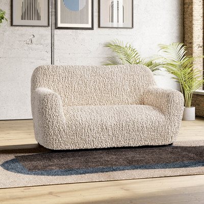 Bellissima Covers Pet Friendly 2 Seater Sofa Plain Cover(Pack of 1 Vanilla Velvet)