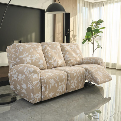 HOKiPO Polyester 3 Seater Sofa Floral Cover(Pack of 1 Buff Brown)