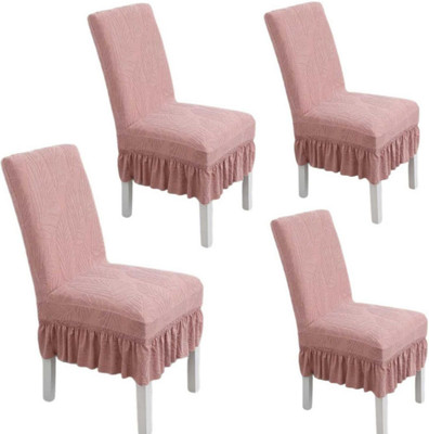 vinsano Jacquard 1 Seater Chair Plain Cover(Pack of 4 pink)
