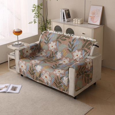 HOUSE OF QUIRK Polyester 2 Seater Sofa Plain Cover(Pack of 1 Beige Botanica)