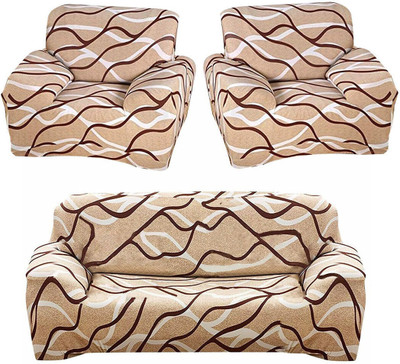 FurShine Polyester Checkered 3+1+1 Seater Sofa Cover(wave Strect Pack of 3)