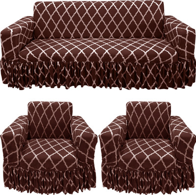 Gifts Island Polyester Geometric 3+1+1 Seater Sofa Cover(Brown Diamond Non-Slip Stretchable Elastic 360° Frill Sofa Cover (3+1+1 Seater) Pack of 3) Gifts Island Polyester Geometric 3+1+1 Seater Sofa Cover(Brown Diamond Non-Slip Stretchable Elastic 360° Frill Sofa Cover (3+1+1 Seater) Pack of 3)