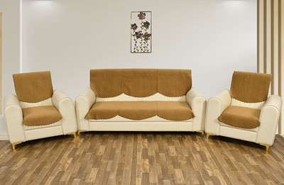 Fashion Throw Velvet 3+2 Seater Sofa Geometric Cover(Pack of 6 Gold)