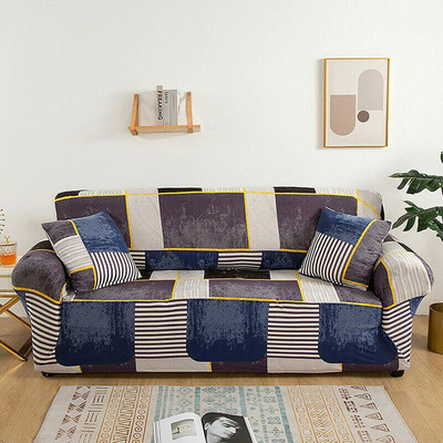 lukzer Polyester Geometric 4 Seater Sofa Cover(Multicolor Pack of 1)