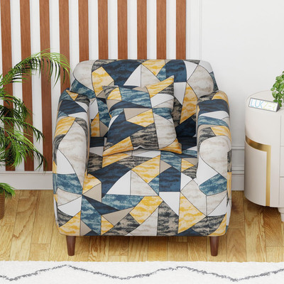 lukzer Polyester Geometric 1 Seater Sofa Cover(Multicolor Pack of 1)