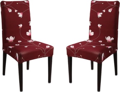 NAYISHI Polycotton Floral Chair Cover(Maroon Pack of 2)