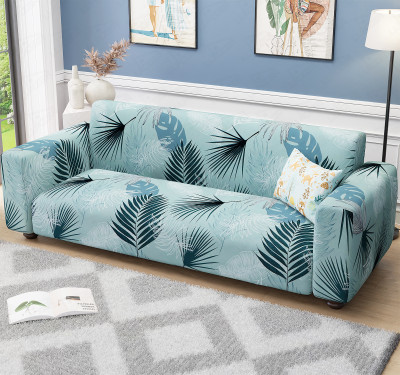 lukzer Polyester 4 Seater Sofa Floral Cover(Pack of 1 Light Blue Design)