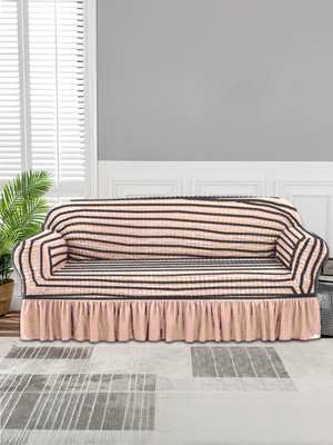 Jaide Polyester Polka 3 Seater Sofa Cover(Pink Pack of 1)