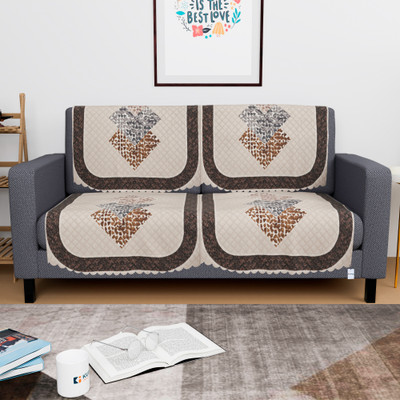 HOMESTIC by Kuber Industries Polyester 2 Seater Sofa Floral Cover(Pack of 4 Yellow, Brown)