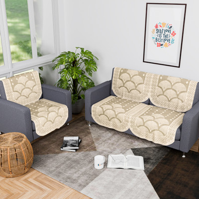 KUBER INDUSTRIES Cotton 3 Seater Sofa Geometric Cover(Pack of 6 Yellow)