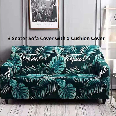 lukzer Polyester Floral 2 Seater Sofa Cover(Green Pack of 1)