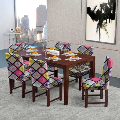 Pinkleaf Polyester Abstract Chair Cover(Multicolor Pack of 6)