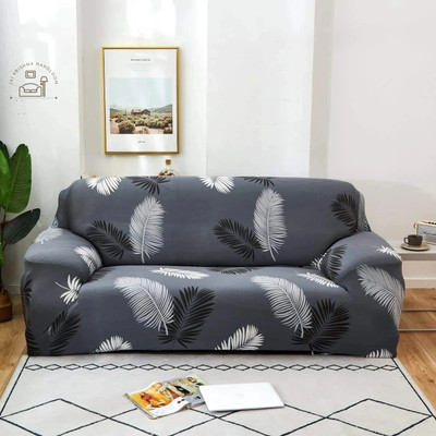 Jai krishna Polycotton Floral 3 Seater Sofa Cover(Grey Pack of 1)