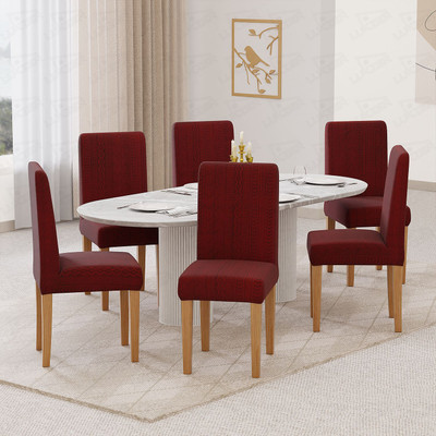 lukzer Jacquard 1 Seater Chair Plain Cover(Pack of 6 Pastel Deep Maroon Zigzag)