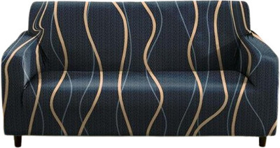 ADstore Polyester Geometric 3 Seater Sofa Cover(Blue Pack of 1)