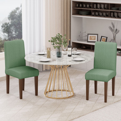 lukzer Jacquard 1 Seater Chair Plain Cover(Pack of 2 Pastel Green Zigzag)
