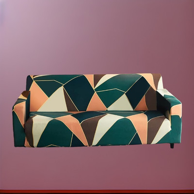 DFH Polyester Abstract 3 Seater Sofa Cover(Multicolor Pack of 1)
