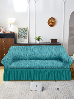 Cortina Polyester Checkered 2 Seater Sofa Cover(Green Pack of 1)