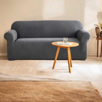 DFH Polyester Plain 3 Seater Sofa Cover(Grey Pack of 1)