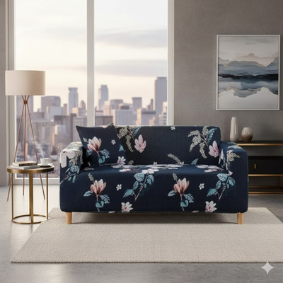 Planet Home Polyester 3 Seater Sofa Abstract Cover(Pack of 1 BLUE FLOWER)