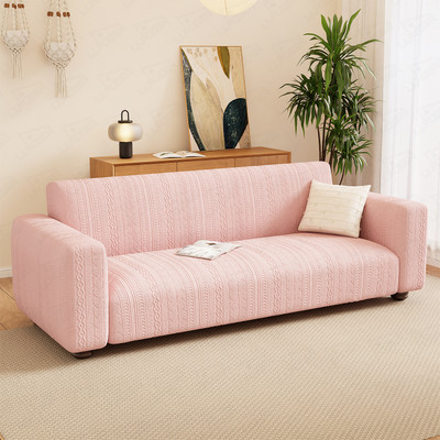 lukzer Jacquard 3 Seater Sofa Geometric Cover(Pack of 1 Pastel Pink)