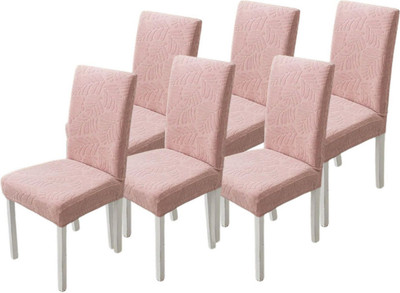 vinsano Jacquard 1 Seater Chair Plain Cover(Pack of 6 baby pink)