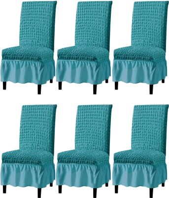 Cortina Polyester Polka Chair Cover(Blue Pack of 6)