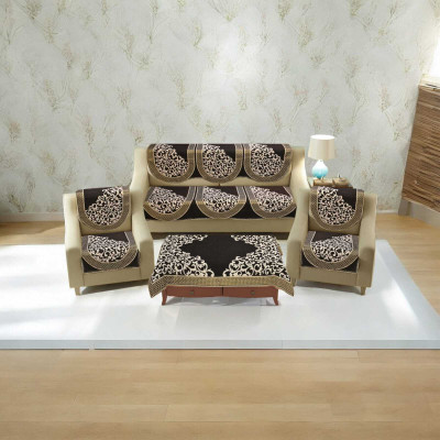 DFH Polycotton Abstract 3+1+1 Seater Sofa Cover(Multicolor Pack of 1)